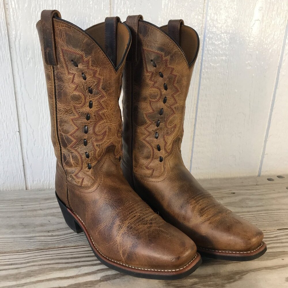 Laredo Sandoval Buckstitched Mens Brown Leather Western Boots 9 EW 68344